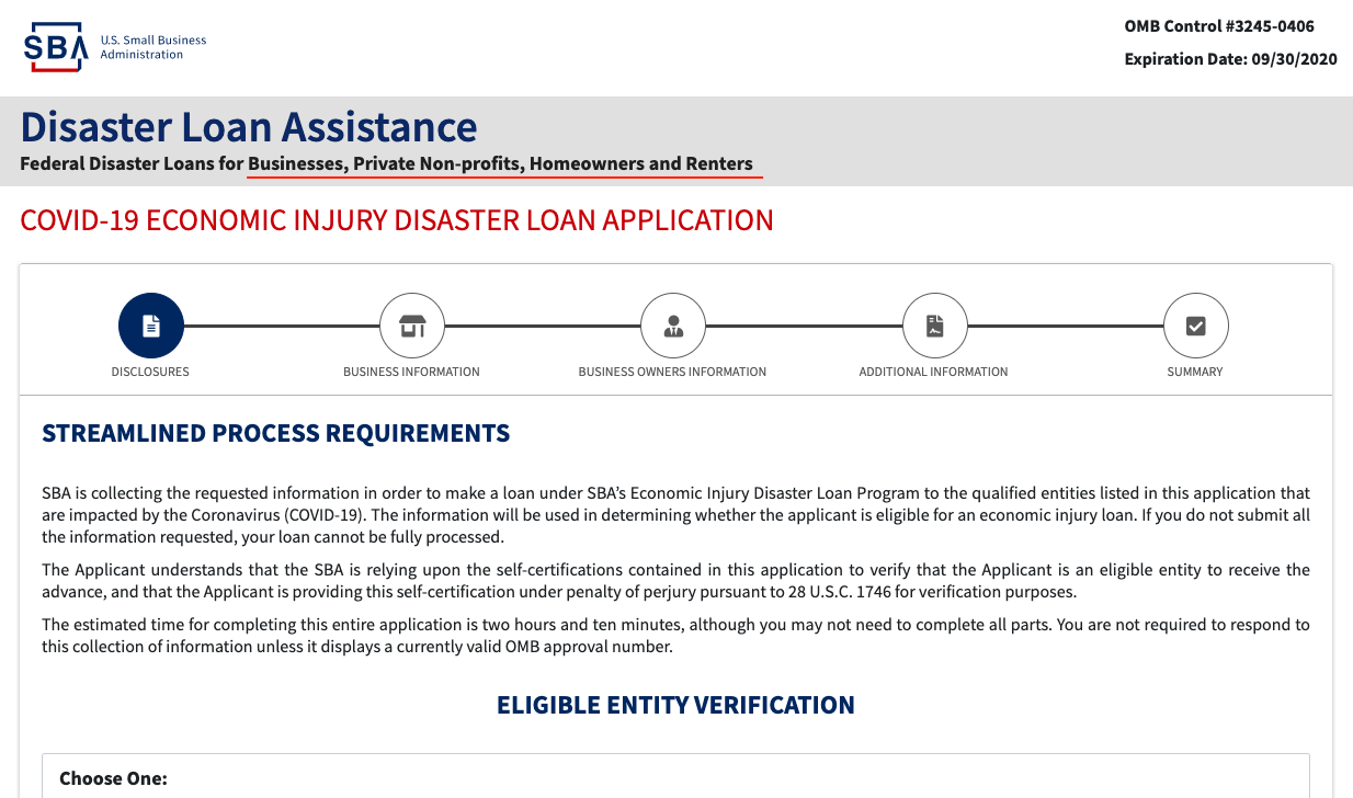 SBA Disaster Loans and Emergency Grants, Artist&rsquo;s Edition: What 